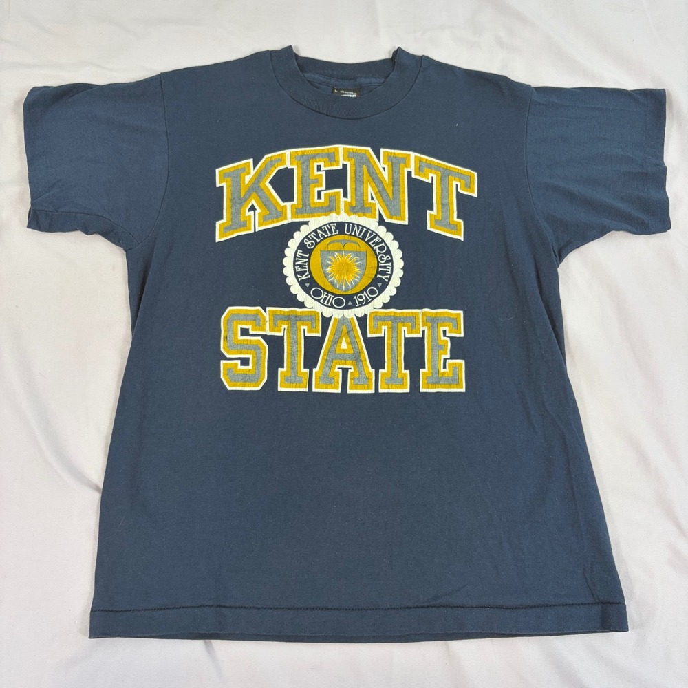 Vintage Kent‎ State University Mens Large T-Shirt Navy Blue Vintage Collegiate